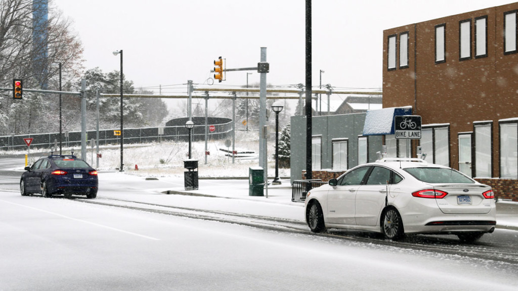 Ford is testing autonomous vehicles in snow covered environments. 