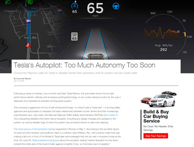 Consumer Reports Tesla Screenshot