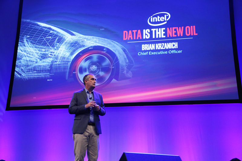 Brian Krzanich, Intel Corporation CEO, presents a keynote address at the Automobility LA conference on Tuesday, Nov. 15, 2016. Addressing automotive and technology industry representatives, Krzanich talks about how the automotive industry is on the cusp of a major transformation, demanding unprecedented levels of computing, intelligence and connectivity. 