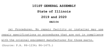 Illinois Collision Repair Act Amendments SB 2104