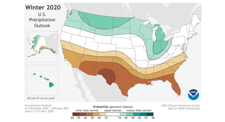 U.S. Winter Outlook Favors Cooler And Wetter North And Warmer, Drier ...