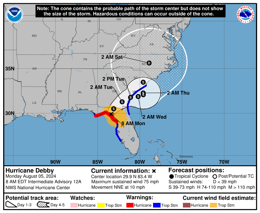 Hurricane Debby Expected to Bring Major Flash Floods Across U.S