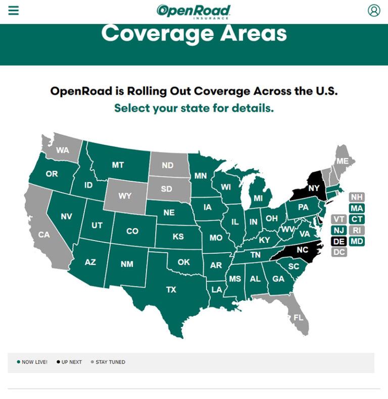Car Insurance Provider Map OpenRoad Insurance Expands Classic Car Coverage to 35 States ...